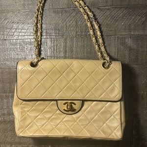 Chanel Classic Beige Quilted Shoulder Bag